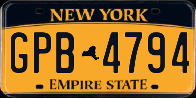 NY license plate GPB4794