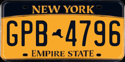 NY license plate GPB4796