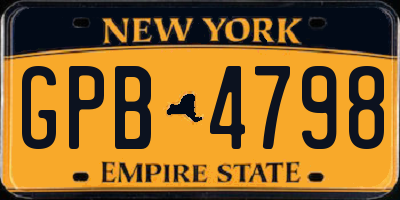 NY license plate GPB4798