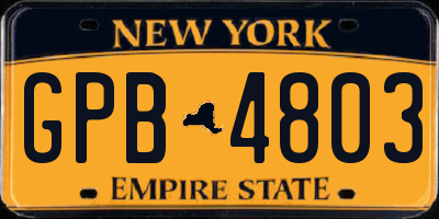 NY license plate GPB4803