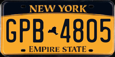 NY license plate GPB4805