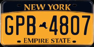 NY license plate GPB4807