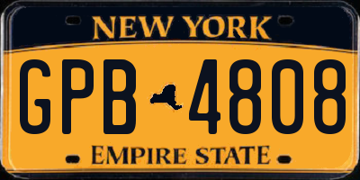 NY license plate GPB4808