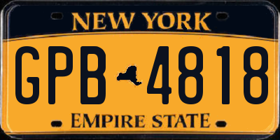 NY license plate GPB4818