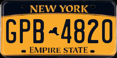 NY license plate GPB4820