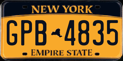 NY license plate GPB4835