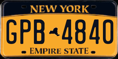 NY license plate GPB4840