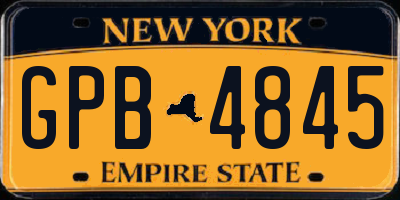 NY license plate GPB4845