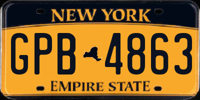 NY license plate GPB4863