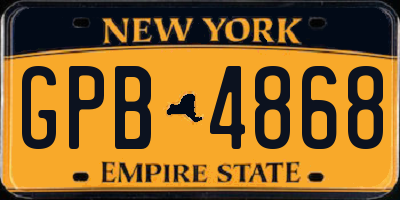 NY license plate GPB4868