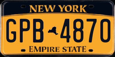 NY license plate GPB4870