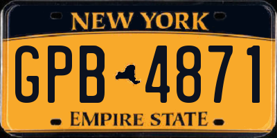 NY license plate GPB4871