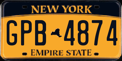 NY license plate GPB4874