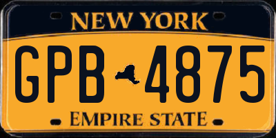 NY license plate GPB4875