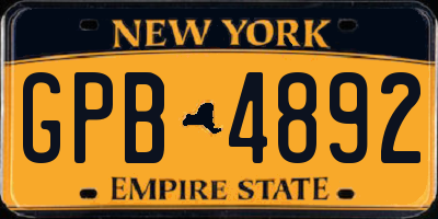 NY license plate GPB4892