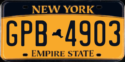 NY license plate GPB4903