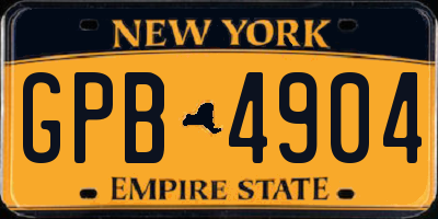 NY license plate GPB4904