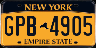 NY license plate GPB4905