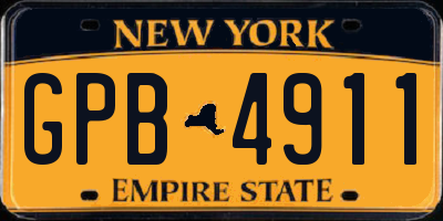 NY license plate GPB4911