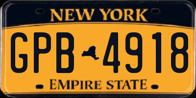 NY license plate GPB4918