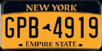 NY license plate GPB4919