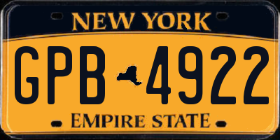 NY license plate GPB4922