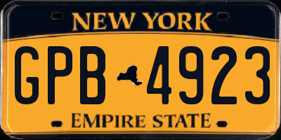 NY license plate GPB4923