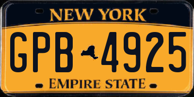 NY license plate GPB4925