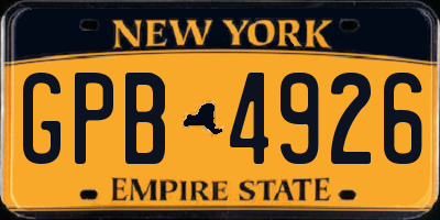 NY license plate GPB4926