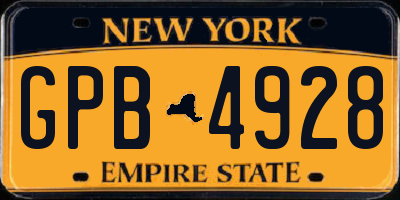 NY license plate GPB4928