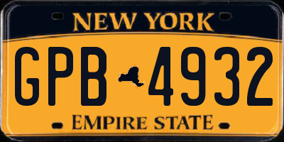 NY license plate GPB4932