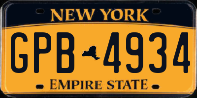NY license plate GPB4934