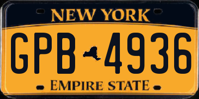 NY license plate GPB4936