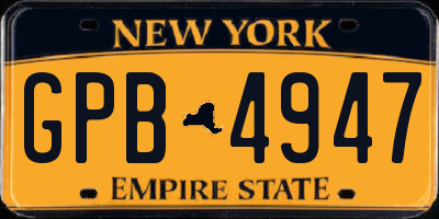 NY license plate GPB4947