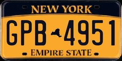 NY license plate GPB4951
