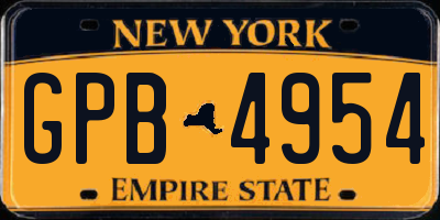 NY license plate GPB4954