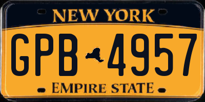 NY license plate GPB4957