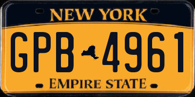 NY license plate GPB4961