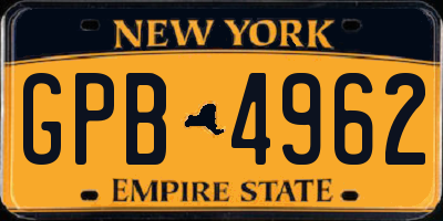 NY license plate GPB4962