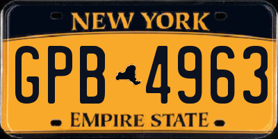 NY license plate GPB4963