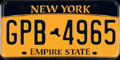 NY license plate GPB4965