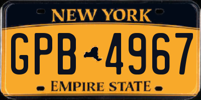 NY license plate GPB4967