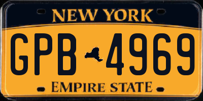 NY license plate GPB4969