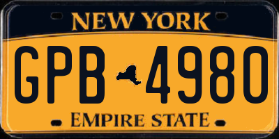 NY license plate GPB4980