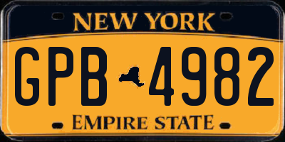 NY license plate GPB4982