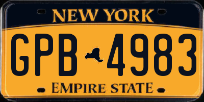 NY license plate GPB4983