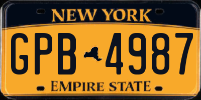 NY license plate GPB4987