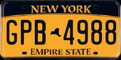 NY license plate GPB4988