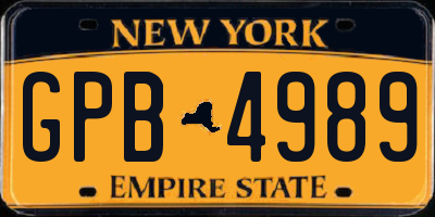 NY license plate GPB4989