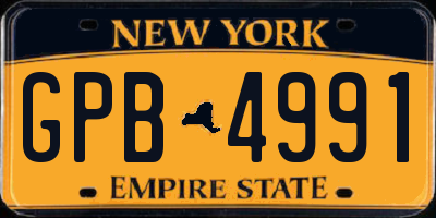 NY license plate GPB4991